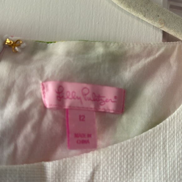 LILLY PULITZER LARGE FLORAL SHEATH DRESS PINK GREEN WHITE SIZE 12 PREPPY COTTON - Picture 2 of 11